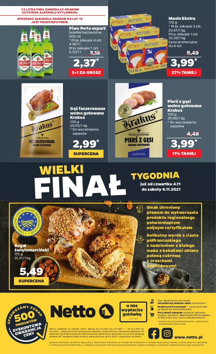 Gazetka promocyjna Netto - Gazetka spożywcza - ważna 01.11 do 06.11.2021 - strona 16 - produkty: Fa, Gra, Krakus, Masło, Perła, Piec, Piwa, Piwo, Por, Rogal