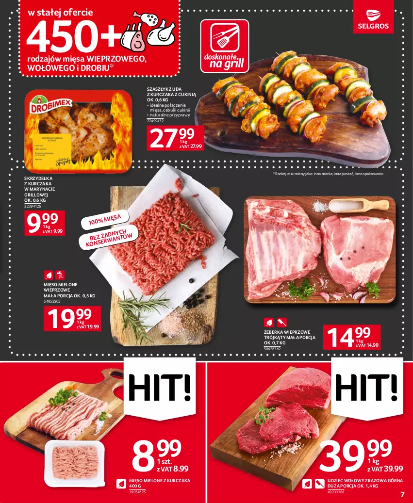 Gazetka promocyjna Selgros - Oferta spożywcza - ważna 13.07 do 26.07.2023 - strona 7 - produkty: Grill, Kurczak, Mięso, Mięso mielone, Por, Przyprawy, Skrzydełka z kurczaka, Udziec wołowy