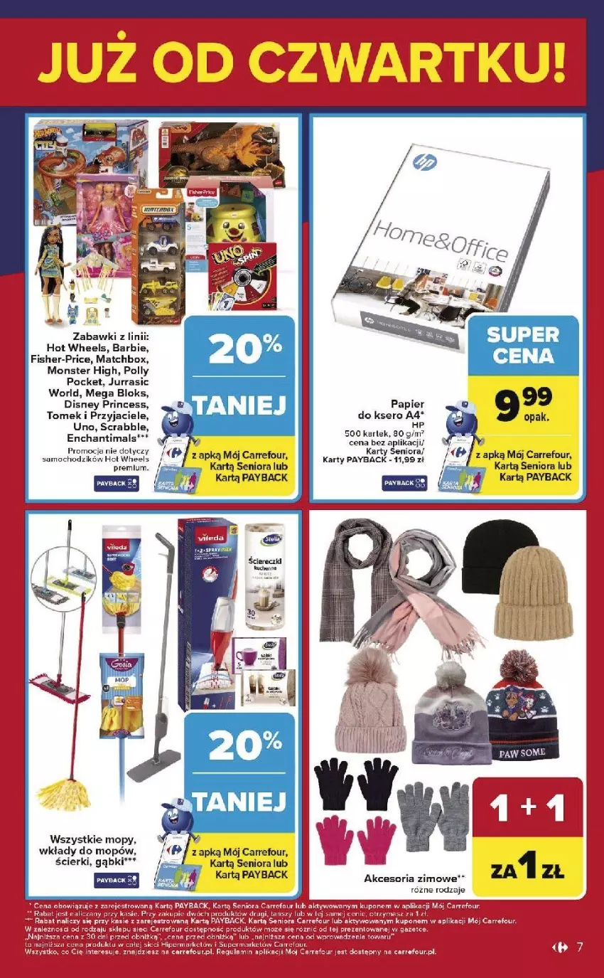 Gazetka promocyjna Carrefour - Gazetka Weekend okazji już od czwartku! - ważna 29.01 do 31.01.2026 - strona 7 - produkty: Barbie, Disney, Fisher-Price, Hot Wheels, HP, Mega Bloks, Mop, Papier, Polly Pocket, Scrabble, Ser