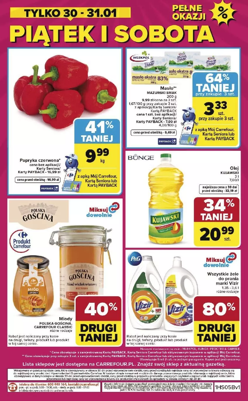 Gazetka promocyjna Carrefour - Gazetka Weekend okazji już od czwartku! - ważna 29.01 do 31.01.2026 - strona 8 - produkty: Fa, Kujawski, Masło, Papryka, Papryka czerwona, Vizir