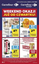 Gazetka promocyjna Carrefour - Gazetka Weekend okazji już od czwartku! - Gazetka - ważna od 31.01 do 31.01.2026 - strona 1 - produkty: Piwa, Piec, Gra, Tyskie, Pomarańcze, Mleko
