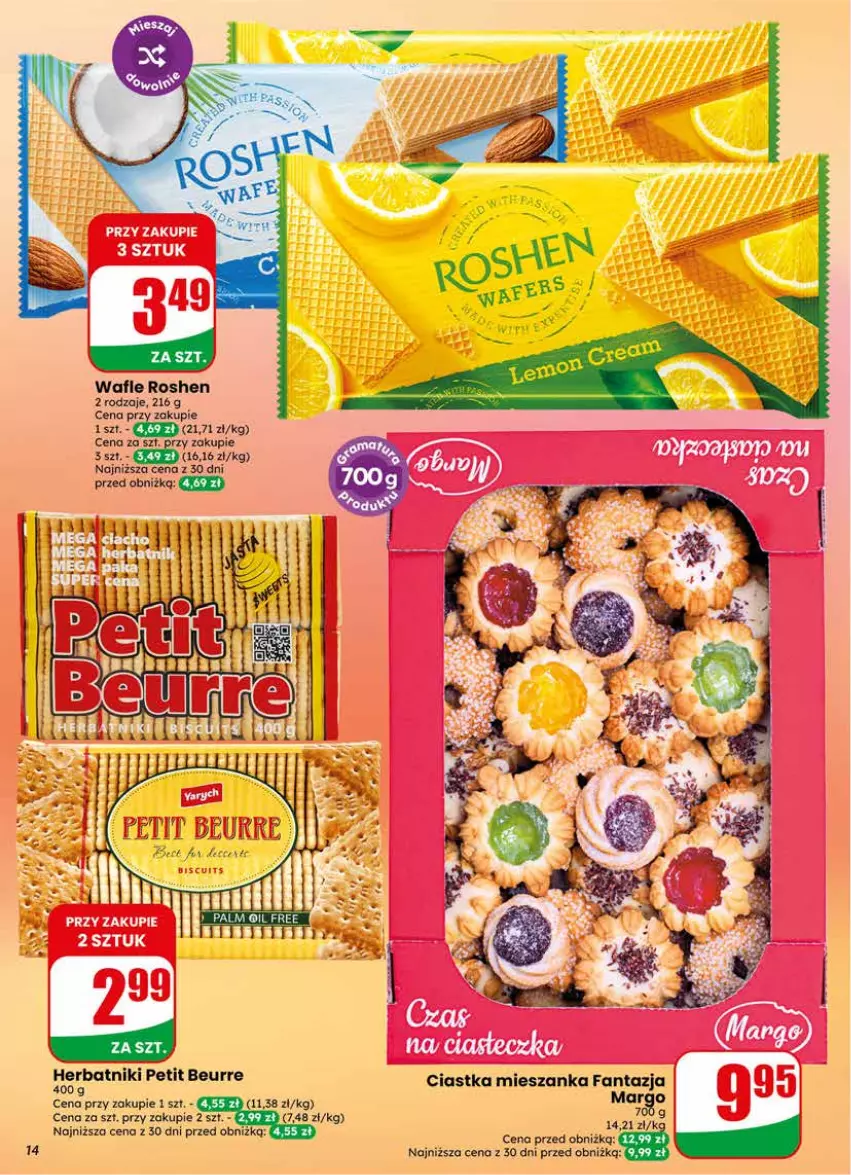 Gazetka promocyjna Dino - Gazetka 25 / 2026 - ważna 17.06 do 23.06.2026 - strona 14 - produkty: Ciastka, Fa, Fanta, Herbatniki, Herbatniki Petit Beurre, Wafle