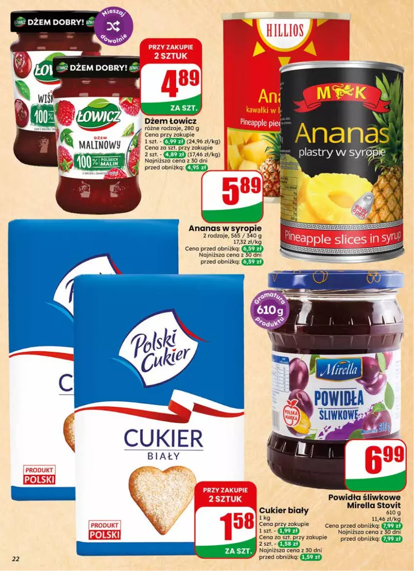 Gazetka promocyjna Dino - Gazetka 25 / 2026 - ważna 17.06 do 23.06.2026 - strona 22 - produkty: Ananas, Cukier, Dżem, Syrop