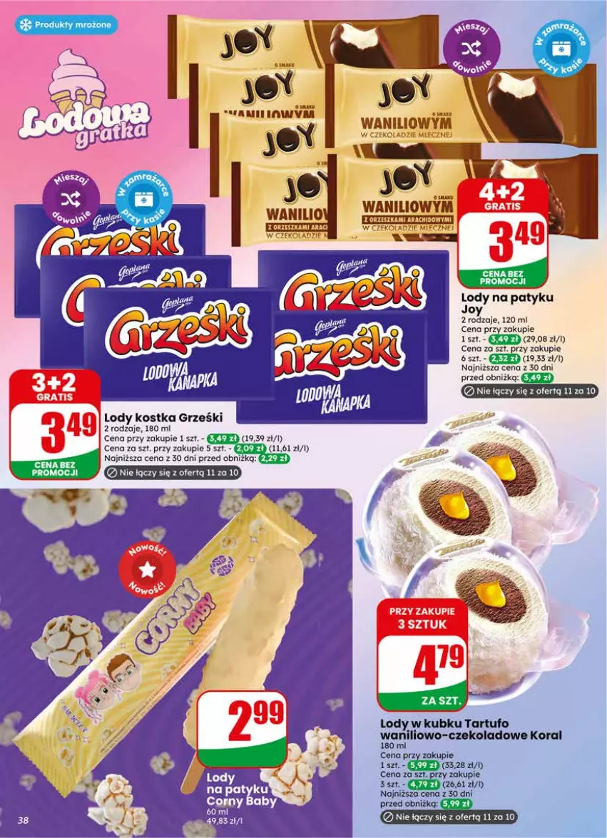 Gazetka promocyjna Dino - Gazetka 25 / 2026 - ważna 17.06 do 23.06.2026 - strona 38 - produkty: Grześki, Lody, Miecz, Produkty mrożone