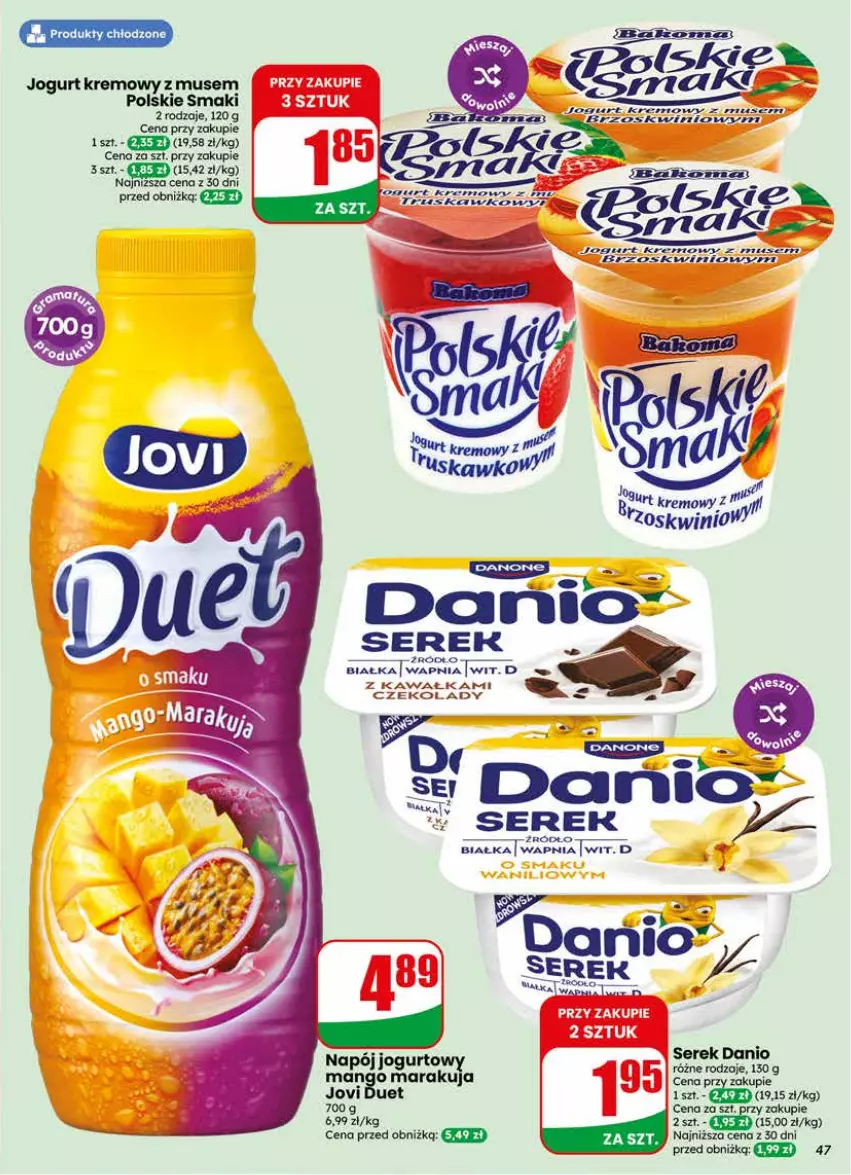 Gazetka promocyjna Dino - Gazetka 25 / 2026 - ważna 17.06 do 23.06.2026 - strona 47 - produkty: Danio, Jogurt, Kawa, Mango, Mus, Napój, Ser, Serek
