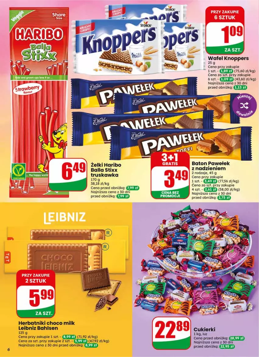 Gazetka promocyjna Dino - Gazetka 25 / 2026 - ważna 17.06 do 23.06.2026 - strona 6 - produkty: Baton, Cukier, Cukierki, Haribo, Herbatniki, Knoppers