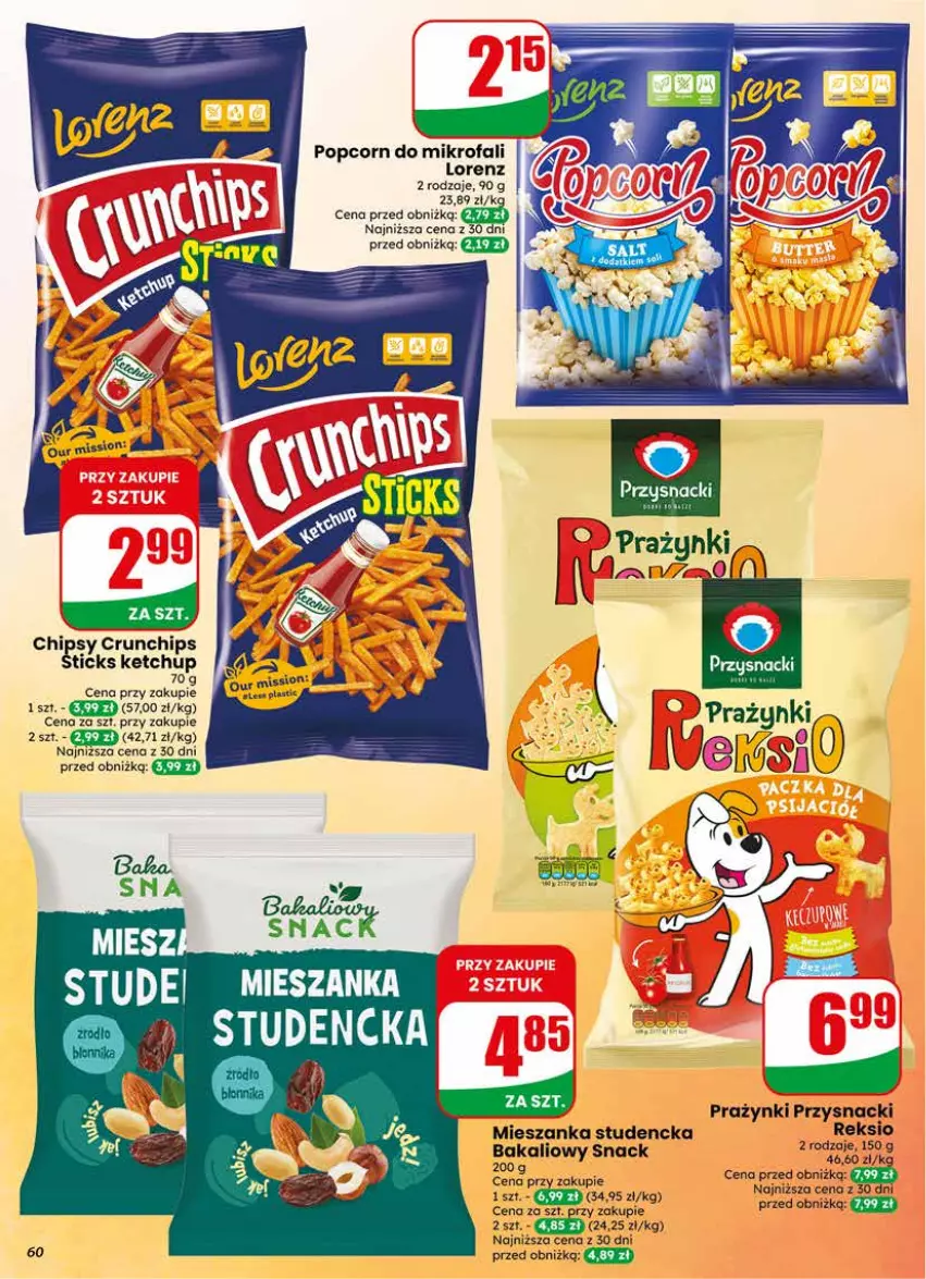 Gazetka promocyjna Dino - Gazetka 25 / 2026 - ważna 17.06 do 23.06.2026 - strona 60 - produkty: Chipsy, Crunchips, Fa, Ketchup, Lorenz, Mieszanka studencka, Popcorn, Przysnacki