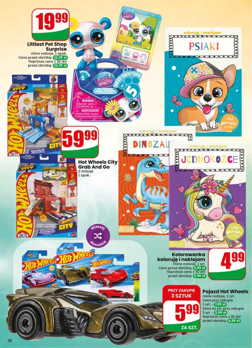 Gazetka promocyjna Dino - Gazetka 25 / 2026 - ważna 17.06 do 23.06.2026 - strona 70 - produkty: Gra, Hot Wheels, Klej, Kolorowanka, Littlest Pet Shop, Pojazd