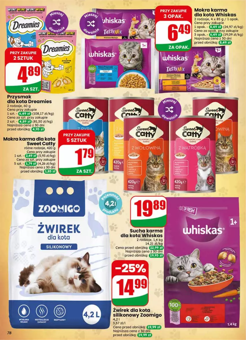 Gazetka promocyjna Dino - Gazetka 25 / 2026 - ważna 17.06 do 23.06.2026 - strona 78 - produkty: Mokra karma, Przysmak dla kota, Whiskas