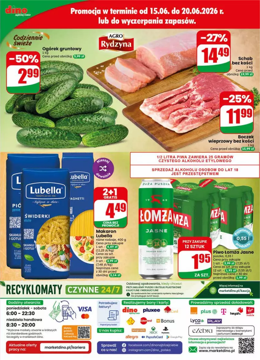 Gazetka promocyjna Dino - Gazetka 25 / 2026 - ważna 17.06 do 23.06.2026 - strona 87 - produkty: Bell, Bella, Boczek, Boczek wieprzowy, Fa, JBL, Lubella, Makaron, Ole!, Perfum, Piwo, Schab bez kości, Tera