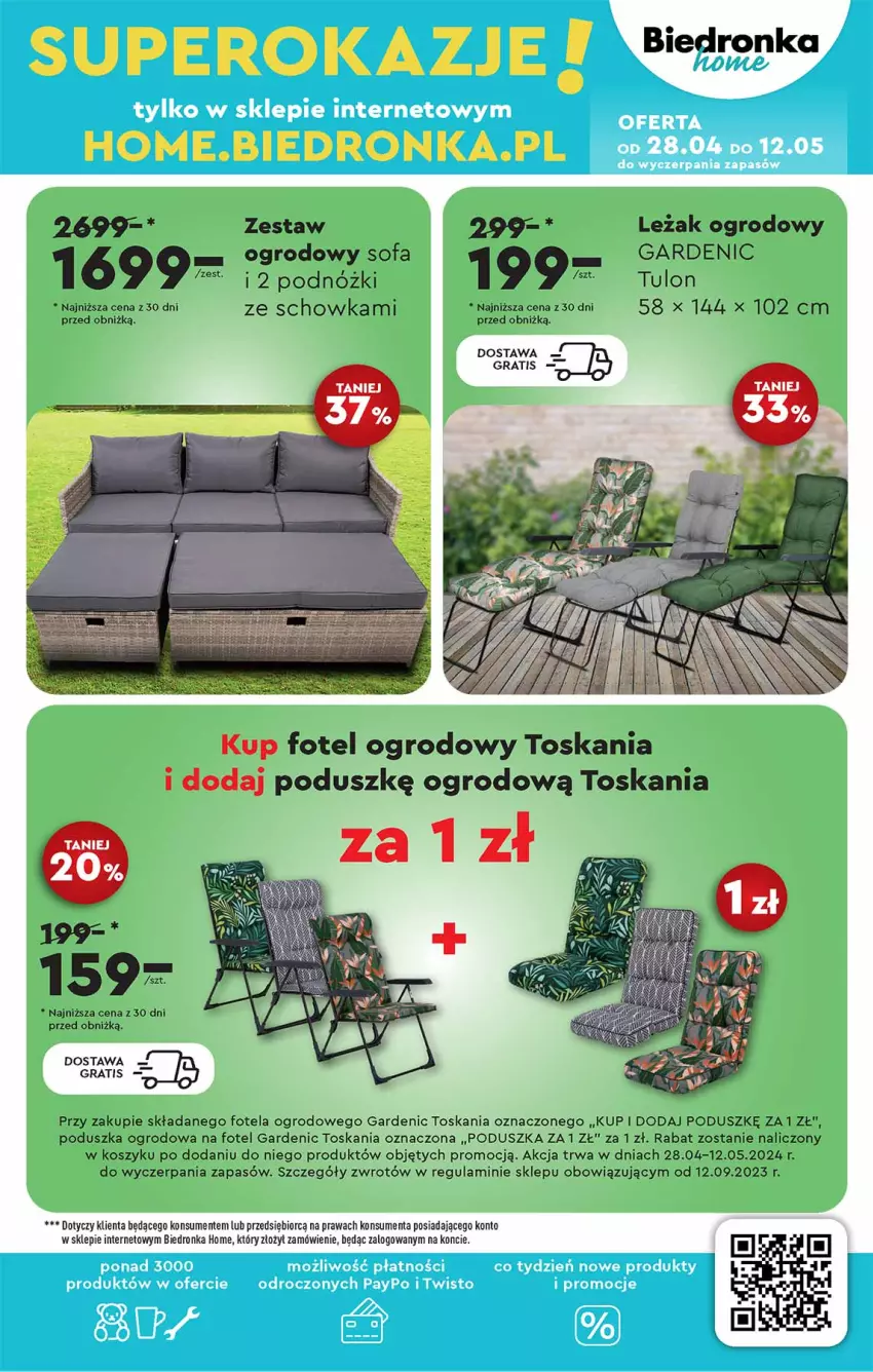 Gazetka promocyjna Biedronka - ważna 29.04 do 11.05.2024 - strona 25 - produkty: Fa, Fotel, Gra, Kosz, Poduszka, Sofa