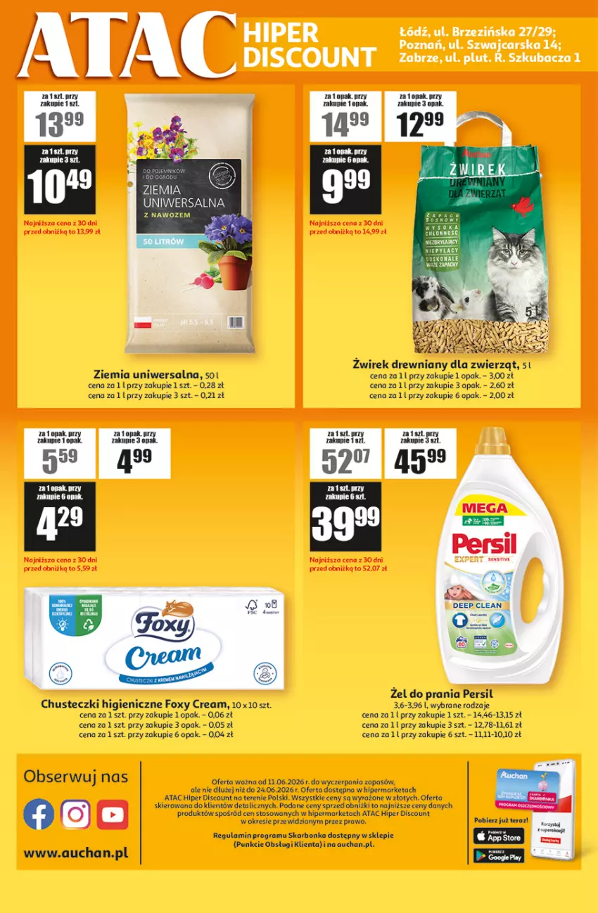 Gazetka promocyjna Auchan - ATAC Hiper Discount - ważna 11.06 do 24.06.2026 - strona 4 - produkty: Cars, Chusteczki, Foxy, Gra, Persil, Por, Ser