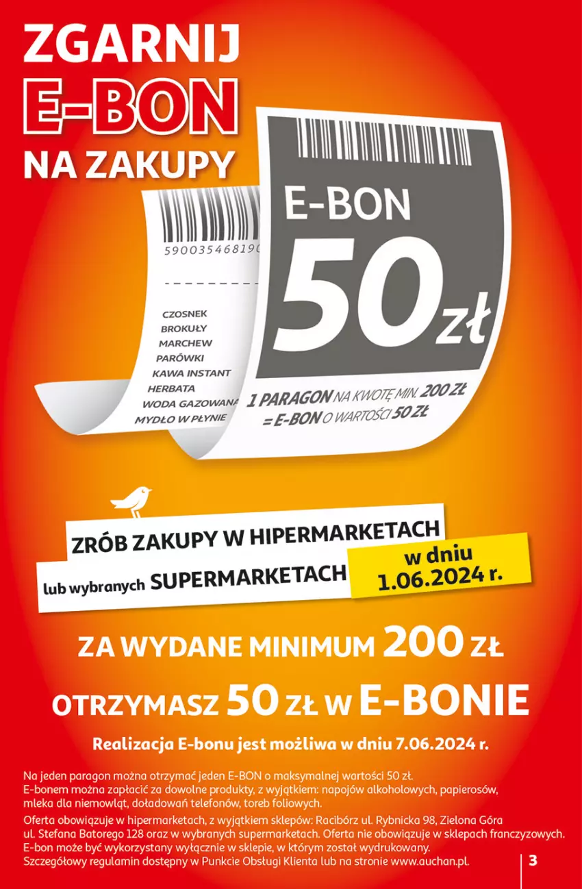 Gazetka promocyjna Auchan - Gazetka CENY W DÓŁ Hipermarket Auchan - ważna 31.05 do 05.06.2024 - strona 3 - produkty: Fa, Papier, Telefon
