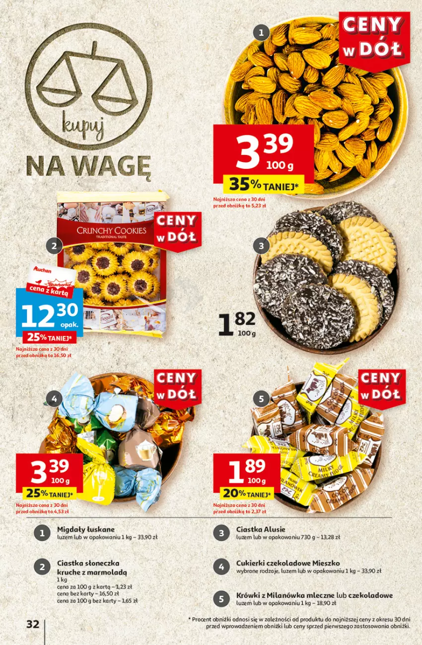 Gazetka promocyjna Auchan - Gazetka CENY W DÓŁ Hipermarket Auchan - ważna 31.05 do 05.06.2024 - strona 32 - produkty: Ciastka, Cukier, Cukierki, Cukierki czekoladowe, Migdały, Mola