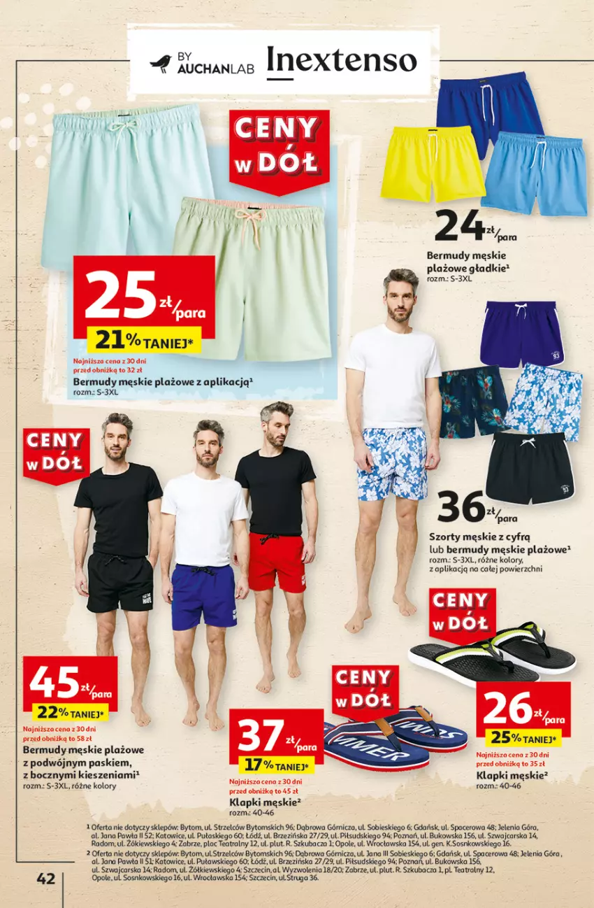 Gazetka promocyjna Auchan - Gazetka CENY W DÓŁ Hipermarket Auchan - ważna 31.05 do 05.06.2024 - strona 42 - produkty: Acer, Bermudy, Cars, Klapki, Sos, Szorty