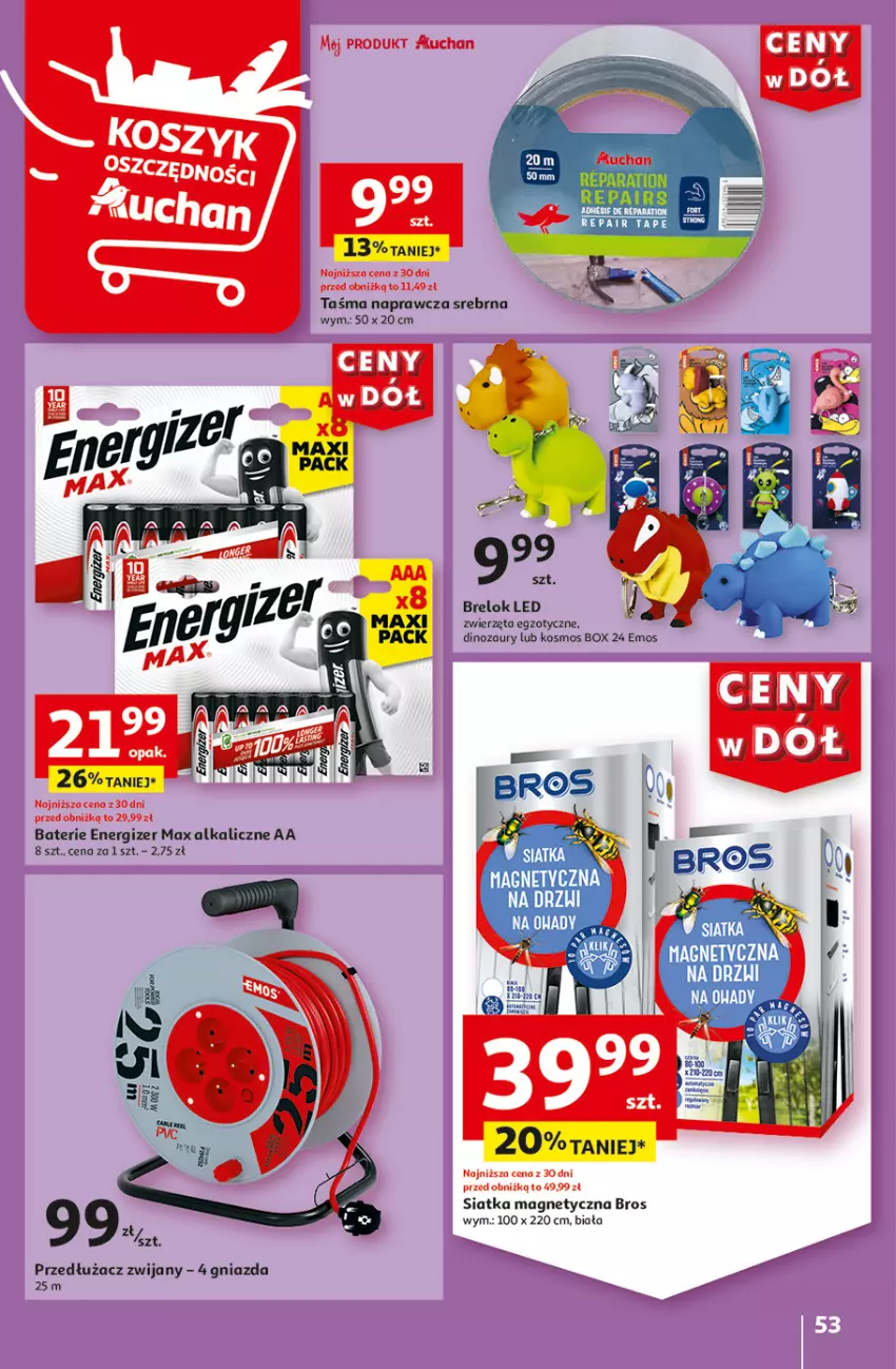 Gazetka promocyjna Auchan - Gazetka CENY W DÓŁ Hipermarket Auchan - ważna 31.05 do 05.06.2024 - strona 53 - produkty: Dinozaur, Drzwi, Energizer, Siatka, Taśma naprawcza, Zwierzęta
