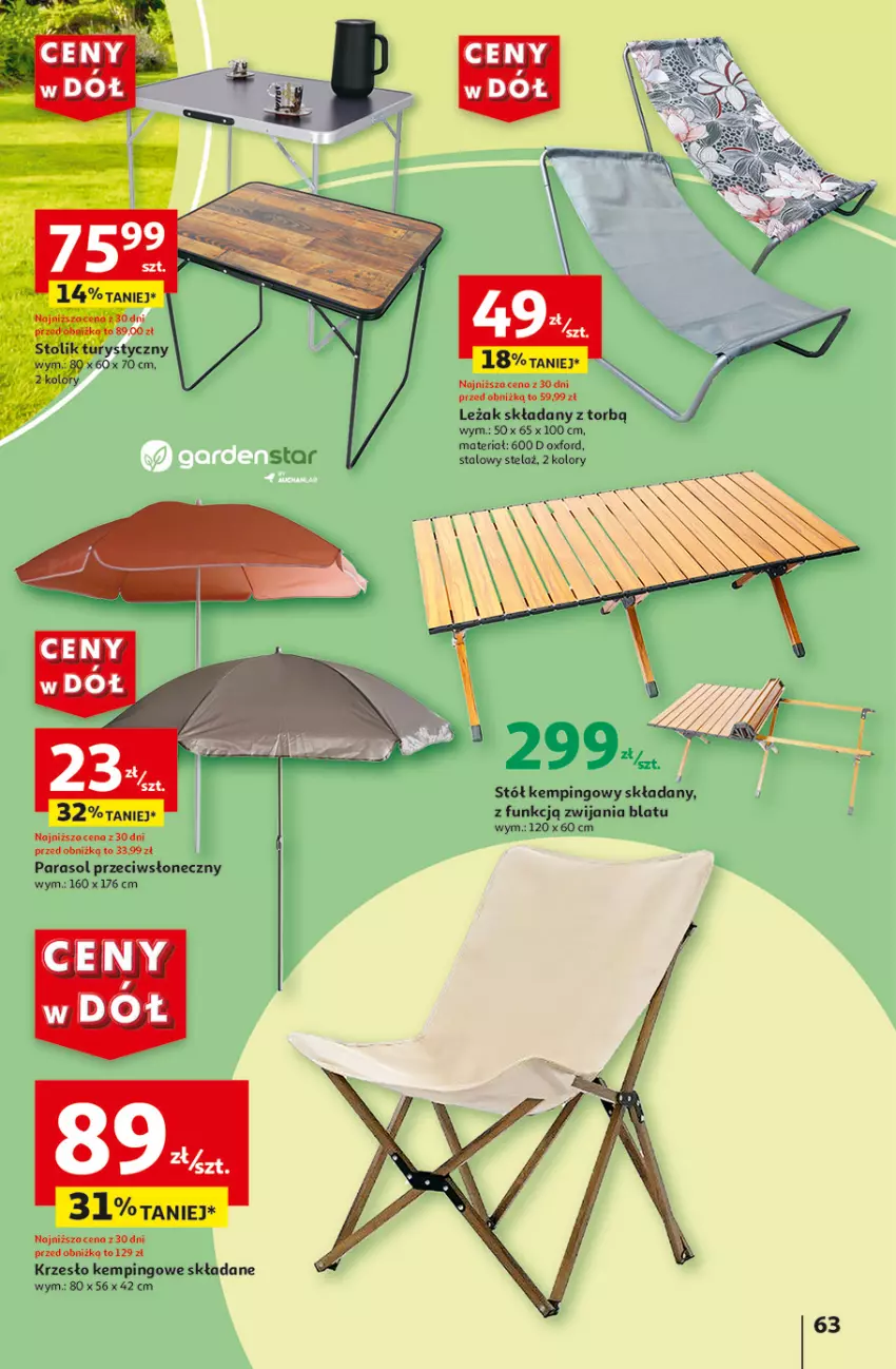 Gazetka promocyjna Auchan - Gazetka CENY W DÓŁ Hipermarket Auchan - ważna 31.05 do 05.06.2024 - strona 63 - produkty: Krzesło, Parasol, Stół