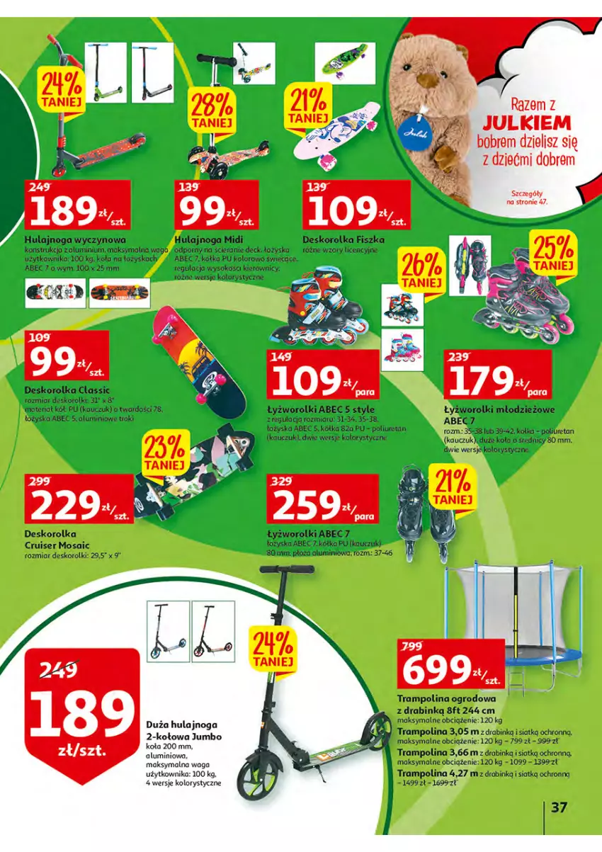 Gazetka promocyjna Auchan - Włoska kuchnia jest w cenie Hipermarkety - ważna 05.05 do 11.05.2022 - strona 37 - produkty: Deskorolka, Hulajnoga, Por, Rolki, Ser, Sok, Waga