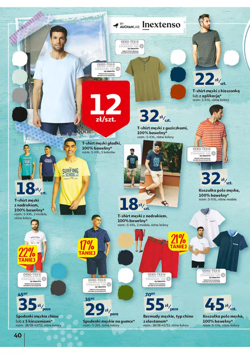 Gazetka promocyjna Auchan - Włoska kuchnia jest w cenie Hipermarkety - ważna 05.05 do 11.05.2022 - strona 40 - produkty: Bermudy, Kosz, Koszulka, T-shirt
