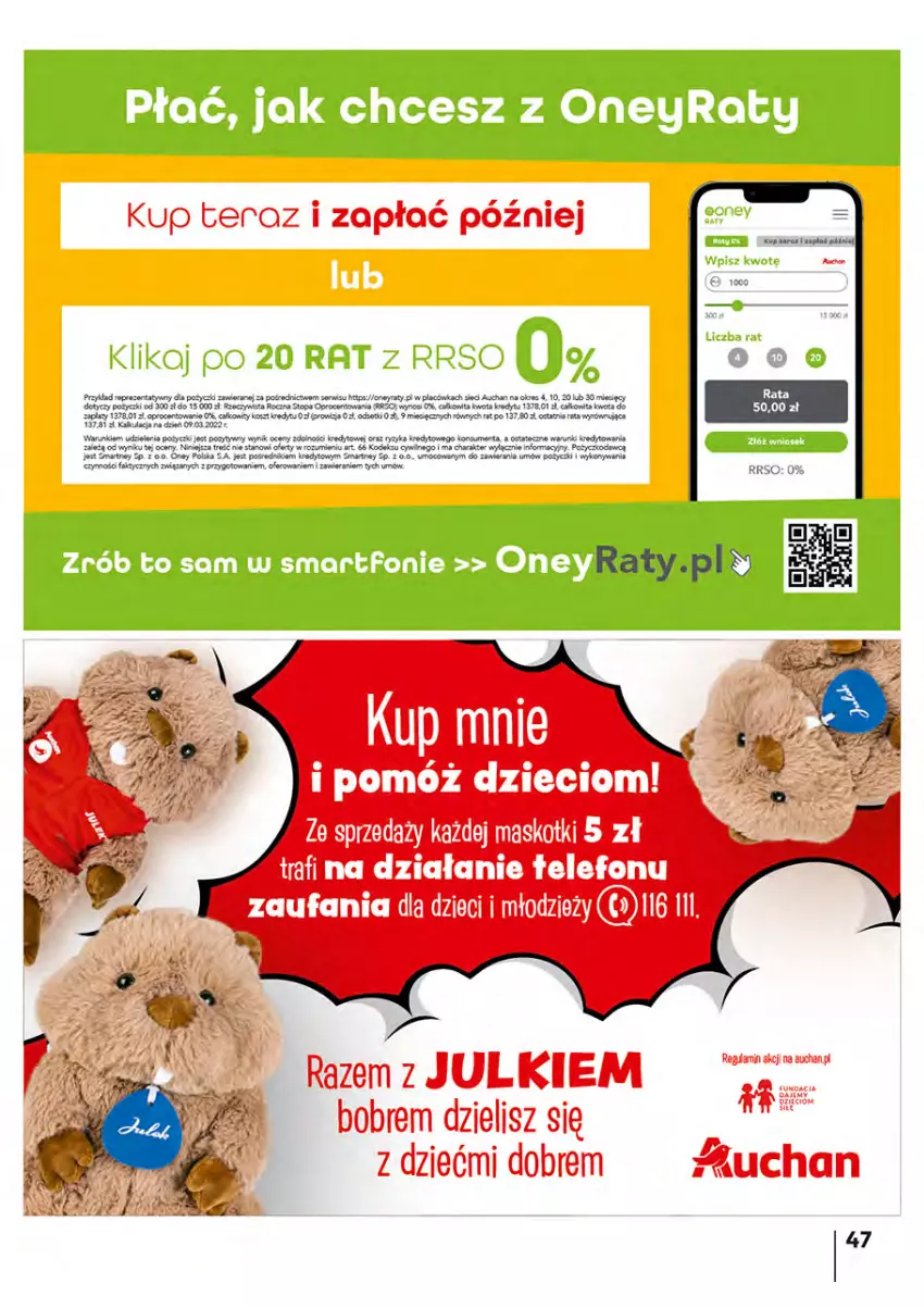 Gazetka promocyjna Auchan - Włoska kuchnia jest w cenie Hipermarkety - ważna 05.05 do 11.05.2022 - strona 47 - produkty: Dzieci, Fa, Kosz, LG, Ser, Telefon, Top