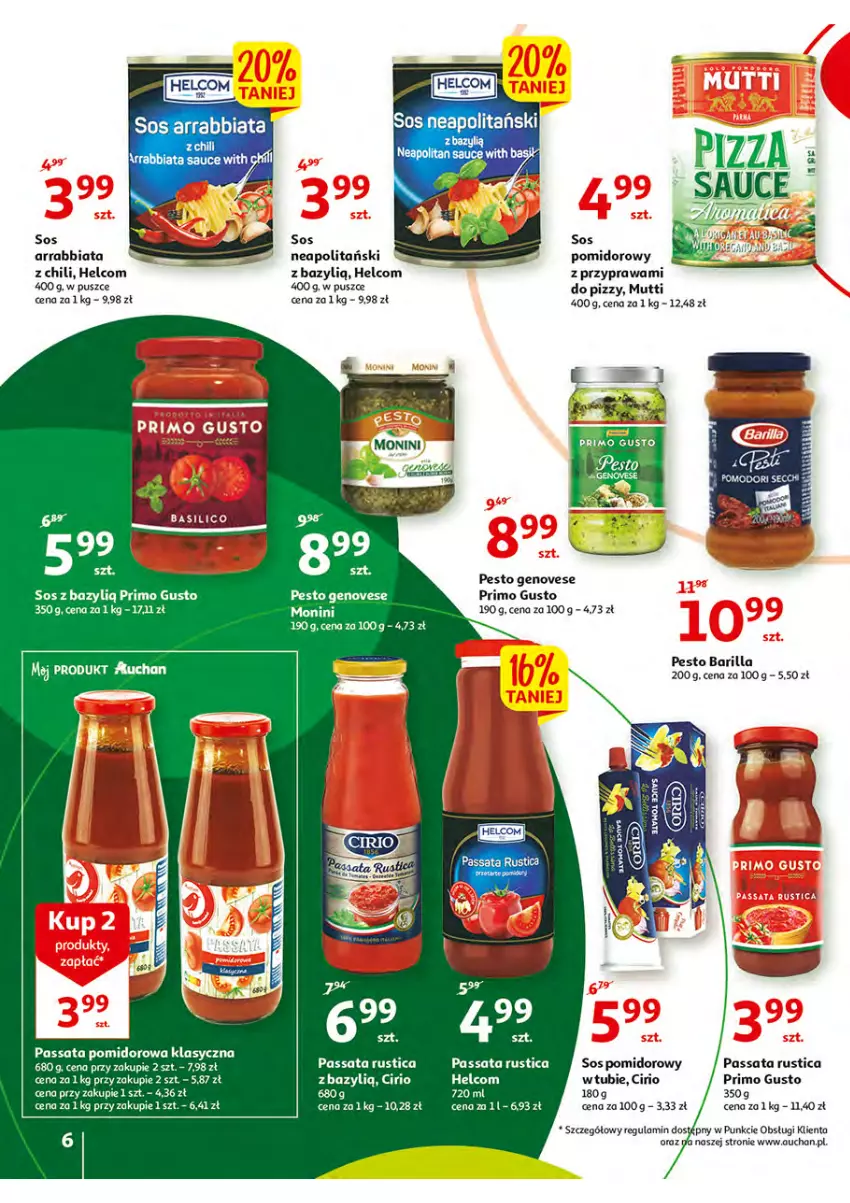 Gazetka promocyjna Auchan - Włoska kuchnia jest w cenie Hipermarkety - ważna 05.05 do 11.05.2022 - strona 6 - produkty: Barilla, Bazyl, Fa, HELCOM, Monini, O nas, Pesto, Pizza, Rust, Sos, Sos pomidorowy