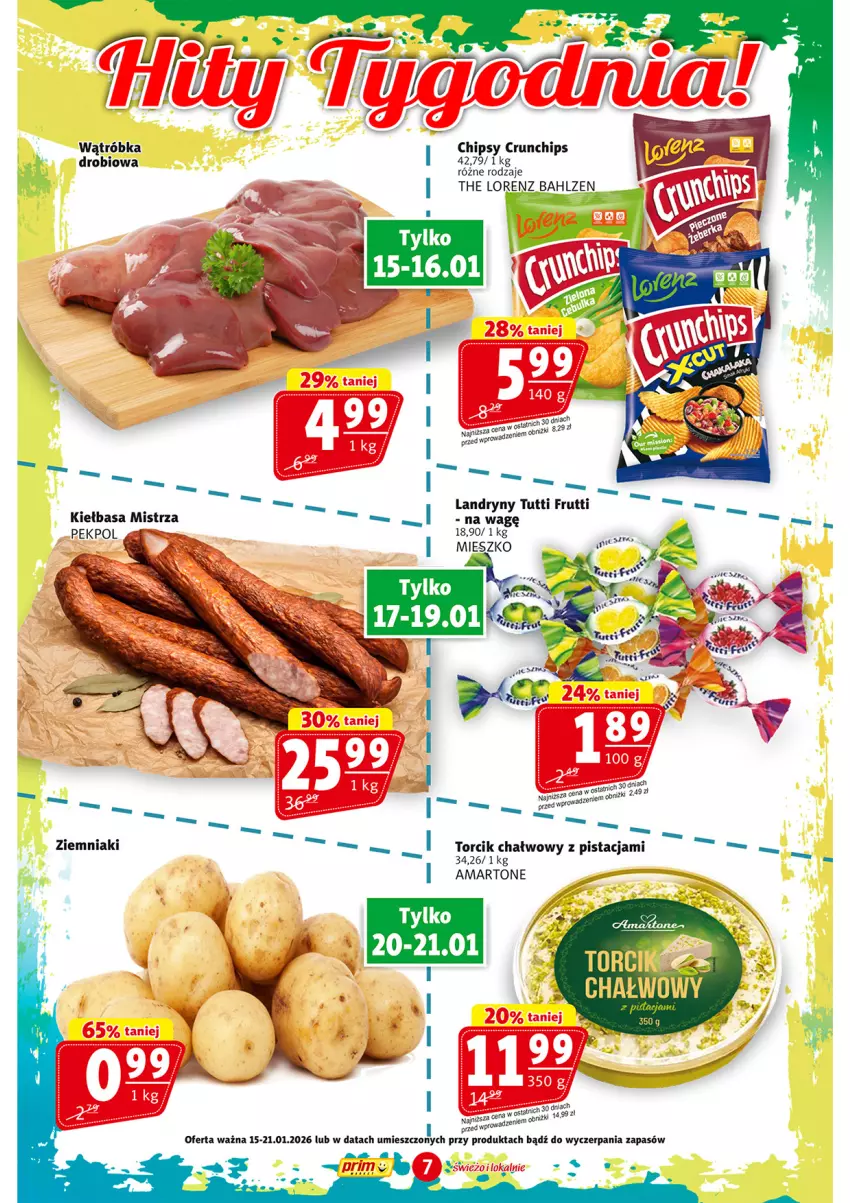 Gazetka promocyjna Prim Market - ważna 15.01 do 21.01.2026 - strona 7 - produkty: Chipsy, Crunchips, Kiełbasa, Lorenz, Pekpol
