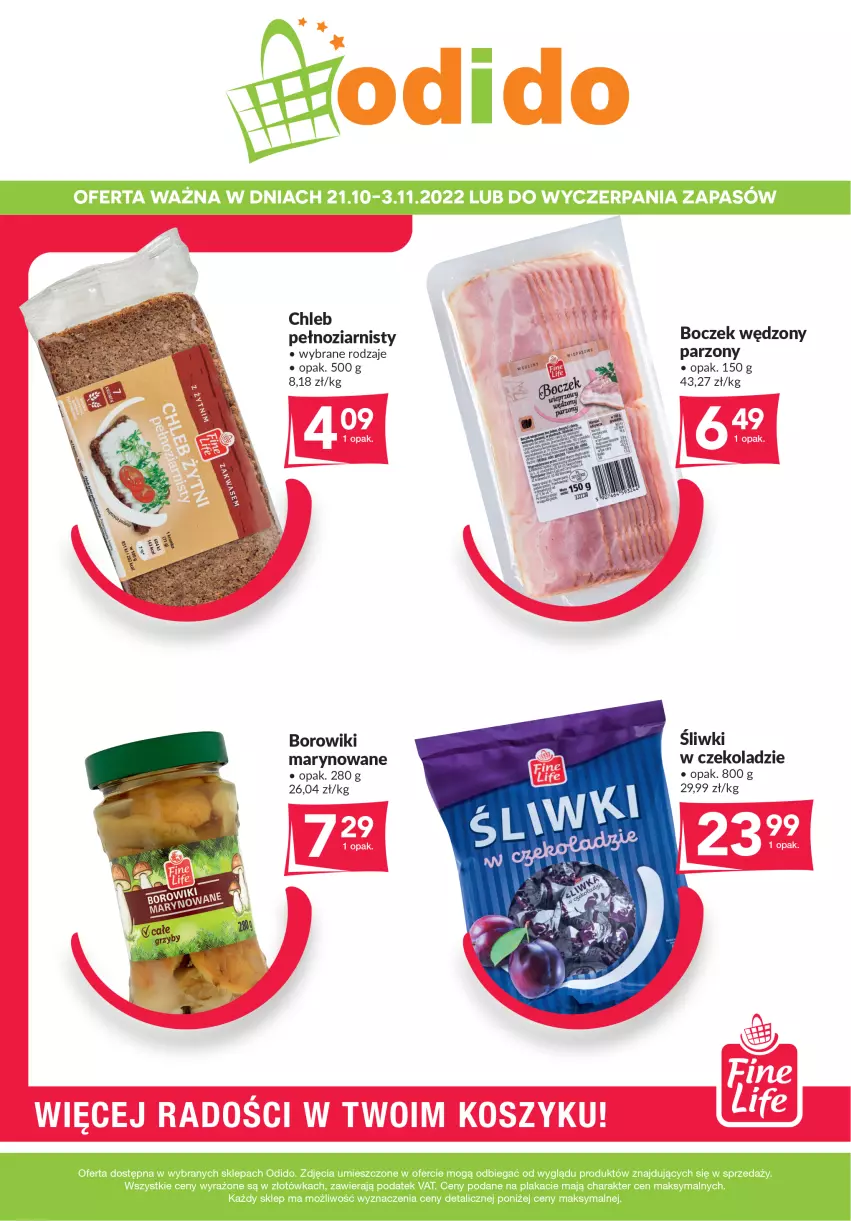 Gazetka promocyjna Odido - Super Oferty! - ważna 21.10 do 03.11.2022 - strona 1 - produkty: Boczek, Borowiki, Borowiki marynowane, Chleb