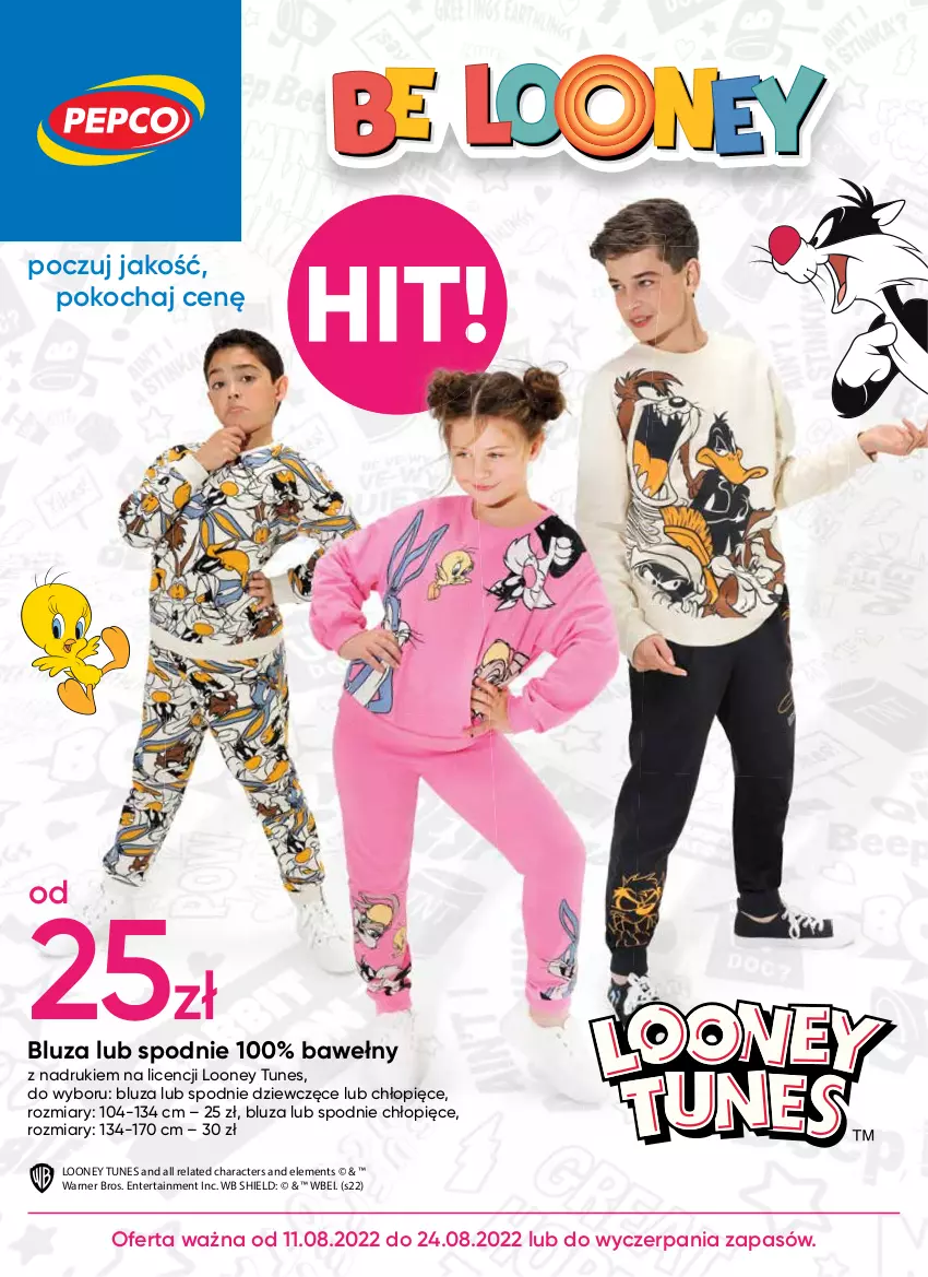 Gazetka promocyjna Pepco - Looney Tunes - ważna 11.08 do 24.08.2022 - strona 1 - produkty: Bluza, Koc, Spodnie