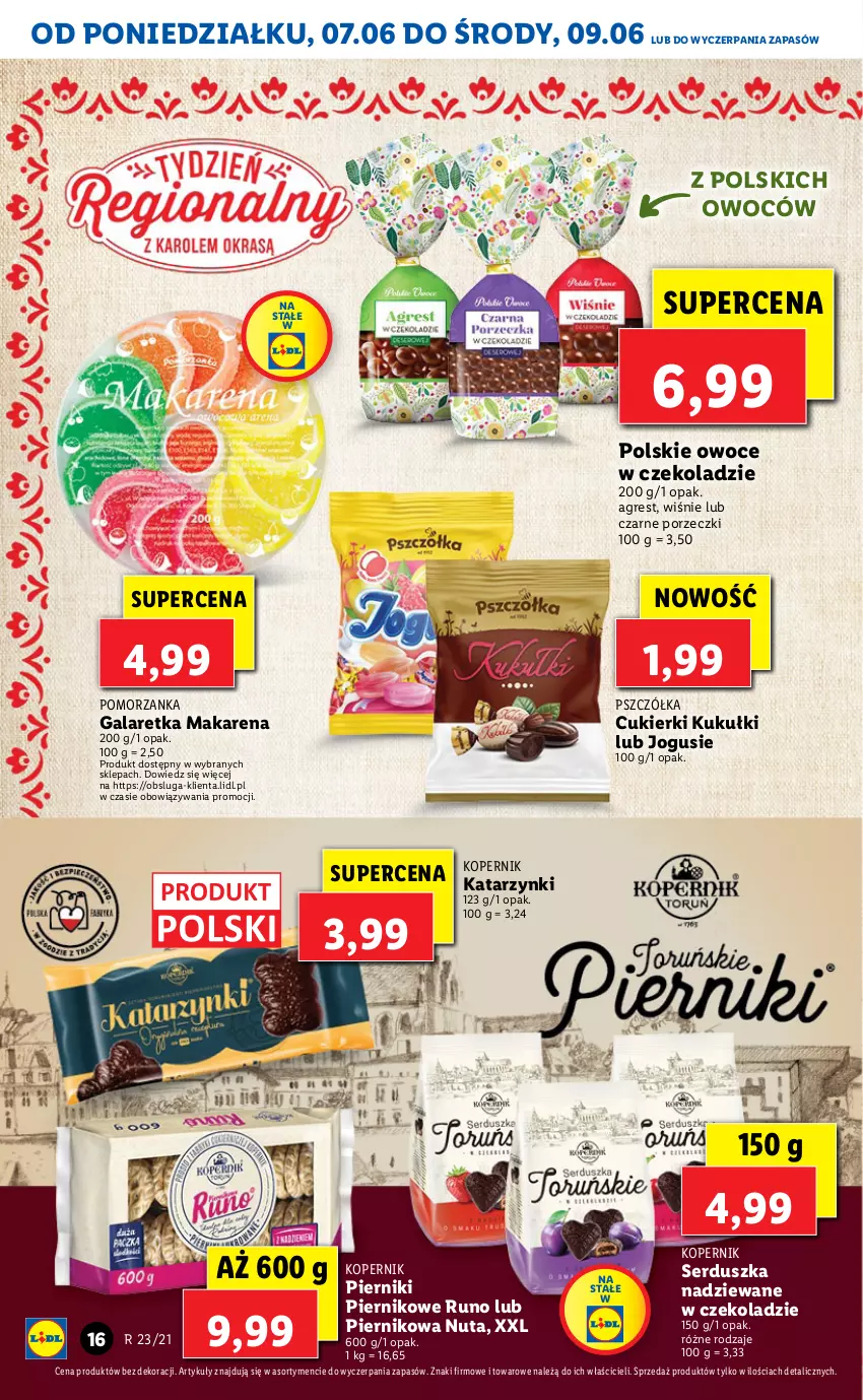 Gazetka promocyjna Lidl - GAZETKA - ważna 07.06 do 09.06.2021 - strona 16 - produkty: Cukier, Cukierki, Gala, Galaretka, Gres, Owoce, Piernik, Por, Ser