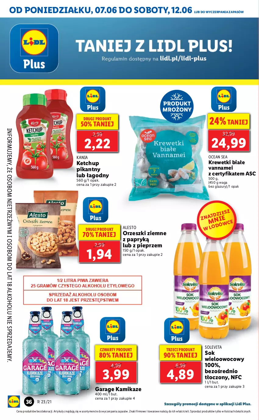 Gazetka promocyjna Lidl - GAZETKA - ważna 07.06 do 09.06.2021 - strona 36 - produkty: Ketchup, Krewetki, Lazur, Orzeszki, Orzeszki ziemne, Pieprz, Sok, Waga