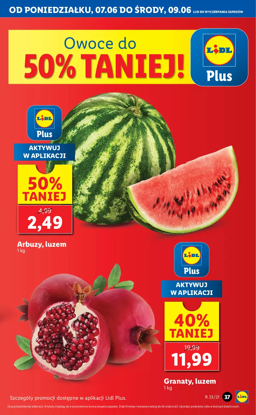 Gazetka promocyjna Lidl - GAZETKA - ważna 07.06 do 09.06.2021 - strona 37 - produkty: Arbuz, Gra, Granat, Owoce