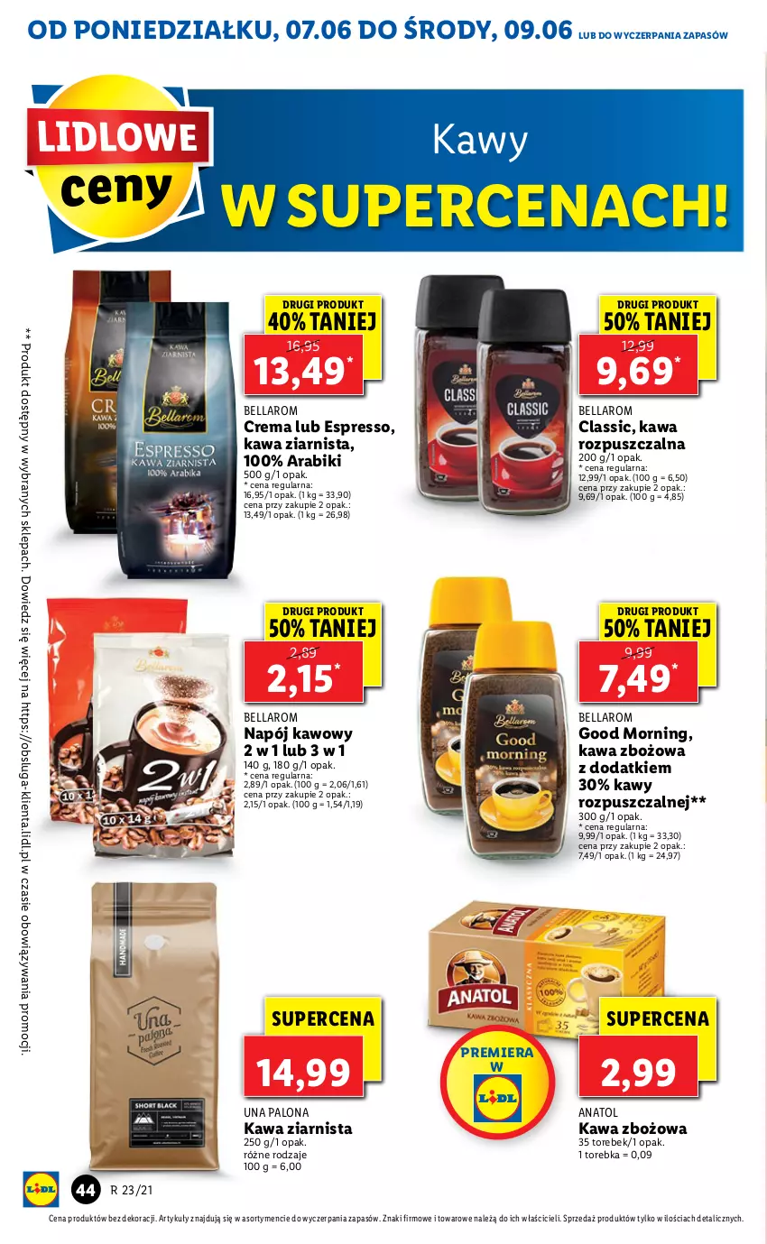 Gazetka promocyjna Lidl - GAZETKA - ważna 07.06 do 09.06.2021 - strona 44 - produkty: Bell, Bella, Kawa, Kawa rozpuszczalna, Kawa zbożowa, Kawa ziarnista, Napój, Torebka