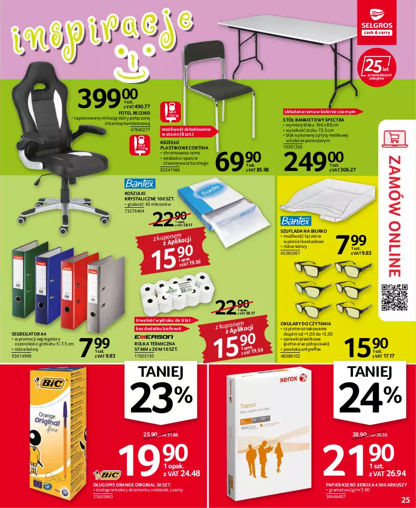 Gazetka promocyjna Selgros - Oferta przemysłowa - ważna 19.05 do 01.06.2022 - strona 25 - produkty: Biurko, Długopis, Fotel, Gin, Gra, Kask, Kosz, Krzesło, Okulary do czytania, Papier, Rama, Ser, Siedzisko, Sok, Stół