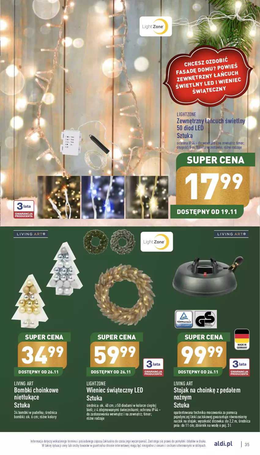Gazetka promocyjna Aldi - Katalog świąteczny - ważna 07.11 do 24.12.2022 - strona 35 - produkty: Bombki, Fa, Noż, Sok, Stojak, Wieniec