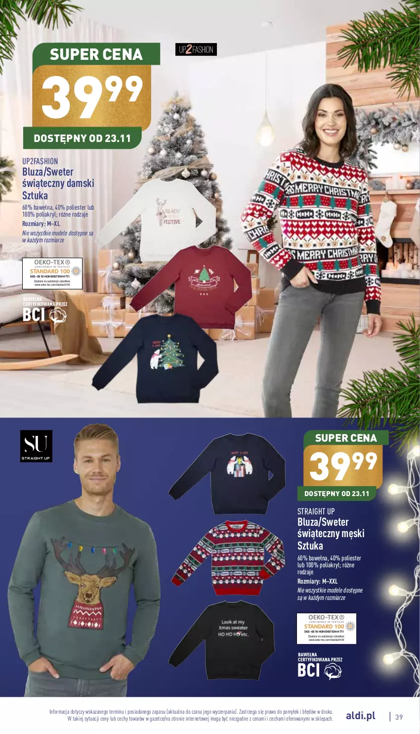 Gazetka promocyjna Aldi - Katalog świąteczny - ważna 07.11 do 24.12.2022 - strona 39 - produkty: Bluza, Fa, Sweter, Wełna