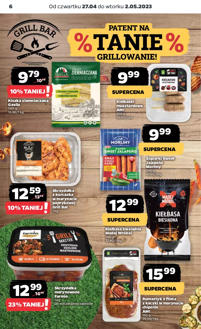 Gazetka promocyjna Netto - Artykuły spożywcze - ważna 27.04 do 02.05.2023 - strona 6 - produkty: Fa, Grill, Kiełbasa, Kiełbasa biesiadna, Kurczak, Madej Wróbel, Morliny, Mus, Rum, Skrzydełka z kurczaka