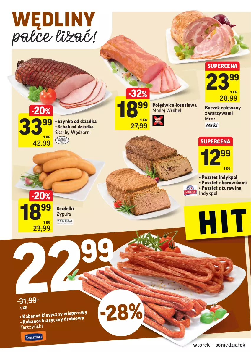 Gazetka promocyjna Intermarche - Gazetka promocyjna - ważna 25.01 do 31.01.2022 - strona 10 - produkty: Boczek, Kabanos, Madej Wróbel, Pasztet, Polędwica, Ser, Serdelki, Sos, Szynka, Tarczyński, Warzywa