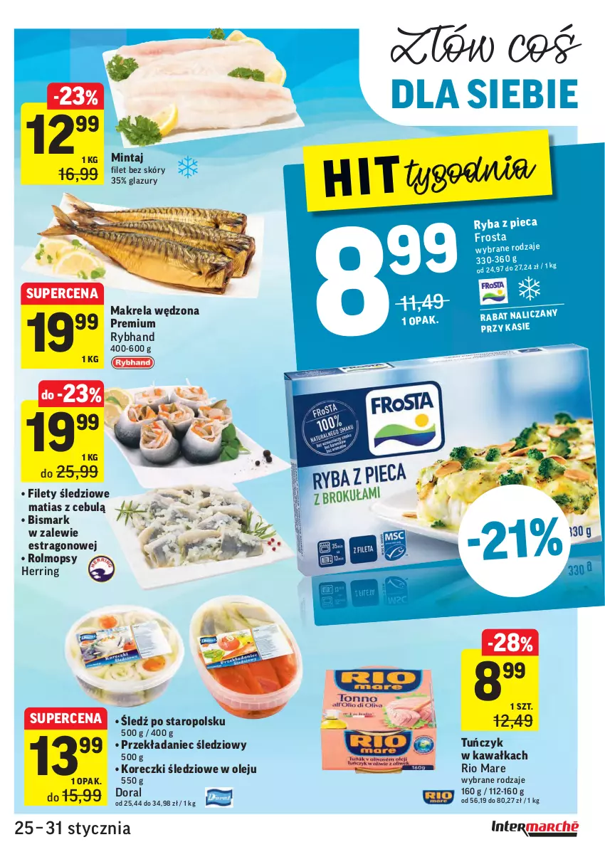 Gazetka promocyjna Intermarche - Gazetka promocyjna - ważna 25.01 do 31.01.2022 - strona 13 - produkty: Kawa, Koreczki śledziowe, Lazur, Mintaj, Mop, Olej, Piec, Rio Mare, Tuńczyk