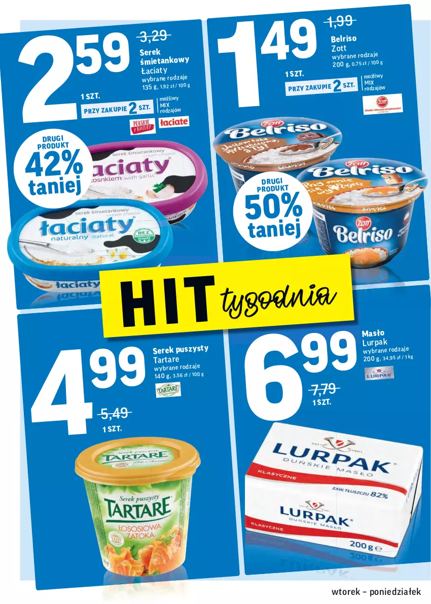 Gazetka promocyjna Intermarche - Gazetka promocyjna - ważna 25.01 do 31.01.2022 - strona 14 - produkty: Belriso, Lurpak, Ser, Serek, Tarta, Tartare, Zott