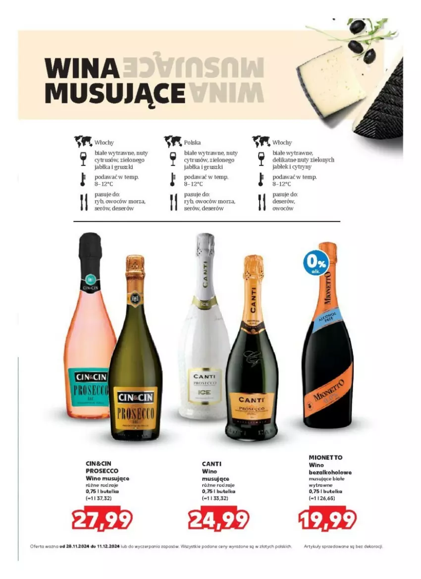 Gazetka promocyjna Kaufland - ważna 28.11 do 11.12.2024 - strona 16 - produkty: Cytryny, Deser, Gruszki, Jabłka, Mionetto, Mus, Nuty, Prosecco, Ser, Wino, Wino bezalkoholowe, Wino musujące