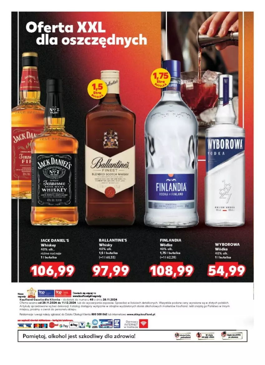 Gazetka promocyjna Kaufland - ważna 28.11 do 11.12.2024 - strona 32 - produkty: Ballantine's, Jack Daniel's, Mięta, Wagi, Whiskey, Whisky, Wódka, Wyborowa