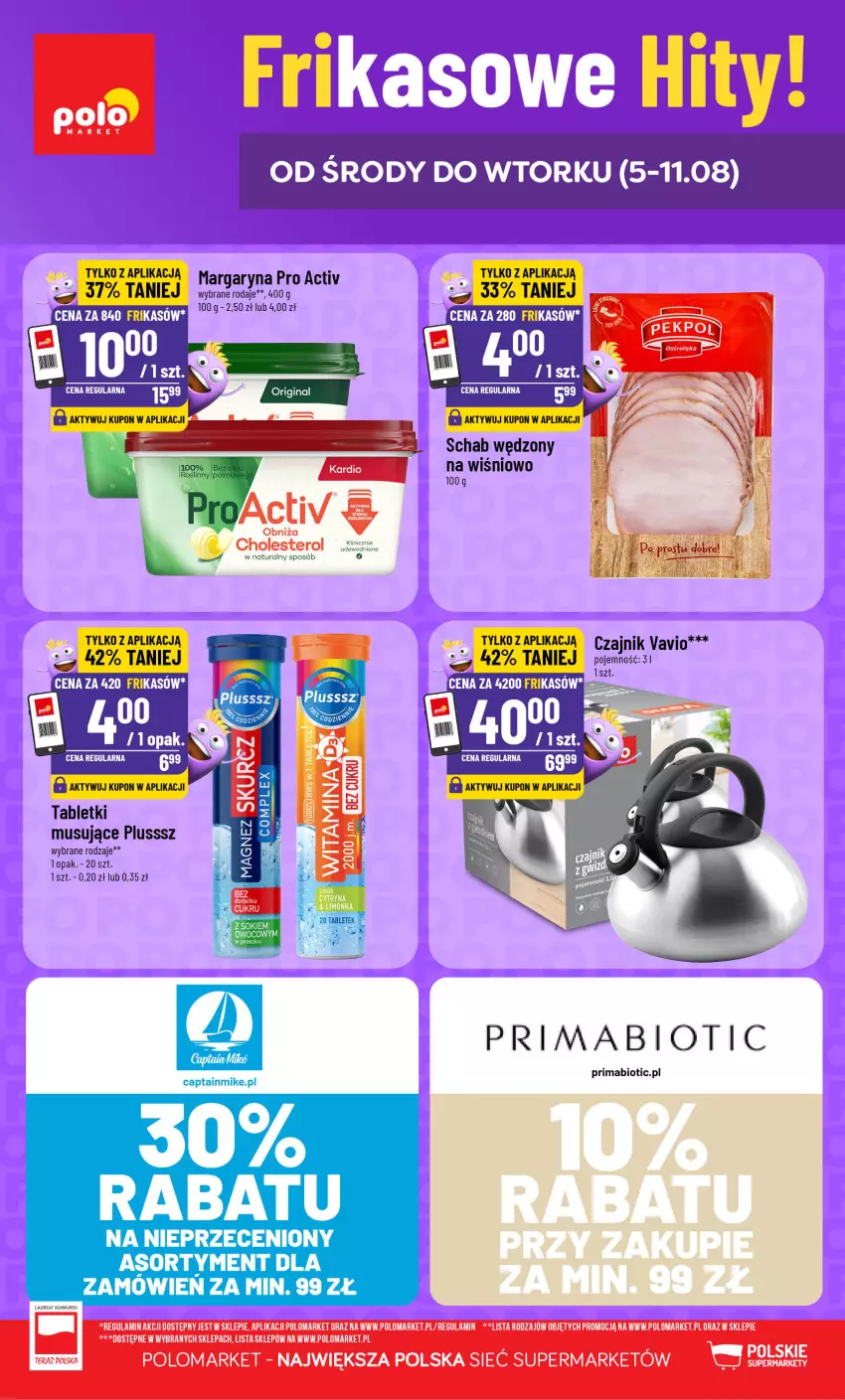 Gazetka promocyjna PoloMarket - Katalog Frikasy - ważna 05.08 do 11.08.2026 - strona 1 - produkty: Czajnik, Limonka, Margaryna, Mus, Prima, Tablet, Tabletki musujące, Tera