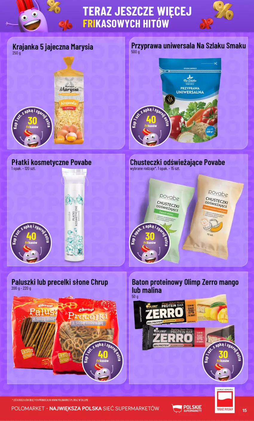 Gazetka promocyjna PoloMarket - Katalog Frikasy - ważna 05.08 do 11.08.2026 - strona 15 - produkty: Baton, Chusteczki, Mango, Płatki kosmetyczne, Por, Precelki, Tera
