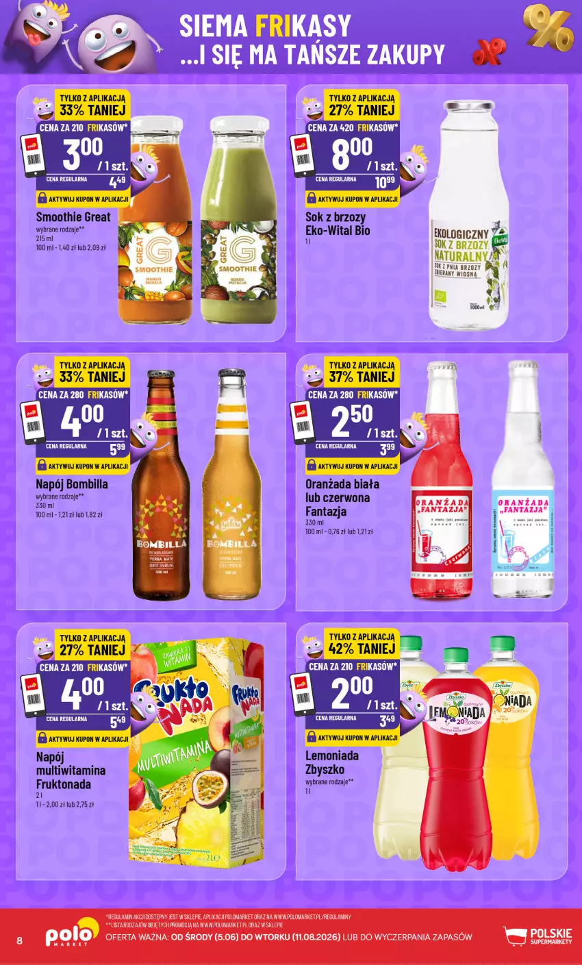 Gazetka promocyjna PoloMarket - Katalog Frikasy - ważna 05.08 do 11.08.2026 - strona 8 - produkty: Fa, Fanta, Lemoniada, Napój, Oranżada, Smoothie, Sok