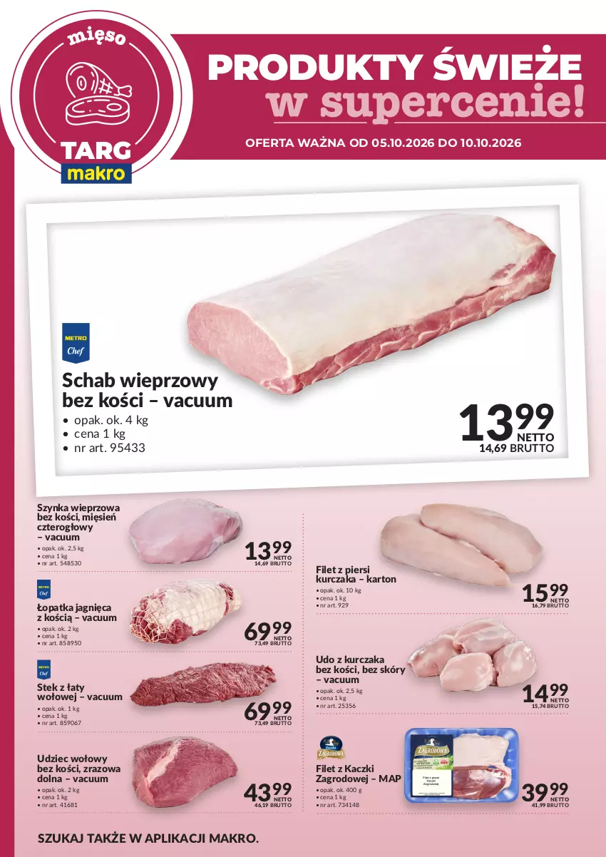 Gazetka promocyjna Makro - Targ MAKRO - oferta świeża w super cenach! - ważna 05.10 do 10.10.2026 - strona 2 - produkty: Filet z piersi kurczaka, Kurczak, Schab wieprzowy, Stek, Szynka, Szynka wieprzowa, Udo z kurczaka, Udziec wołowy