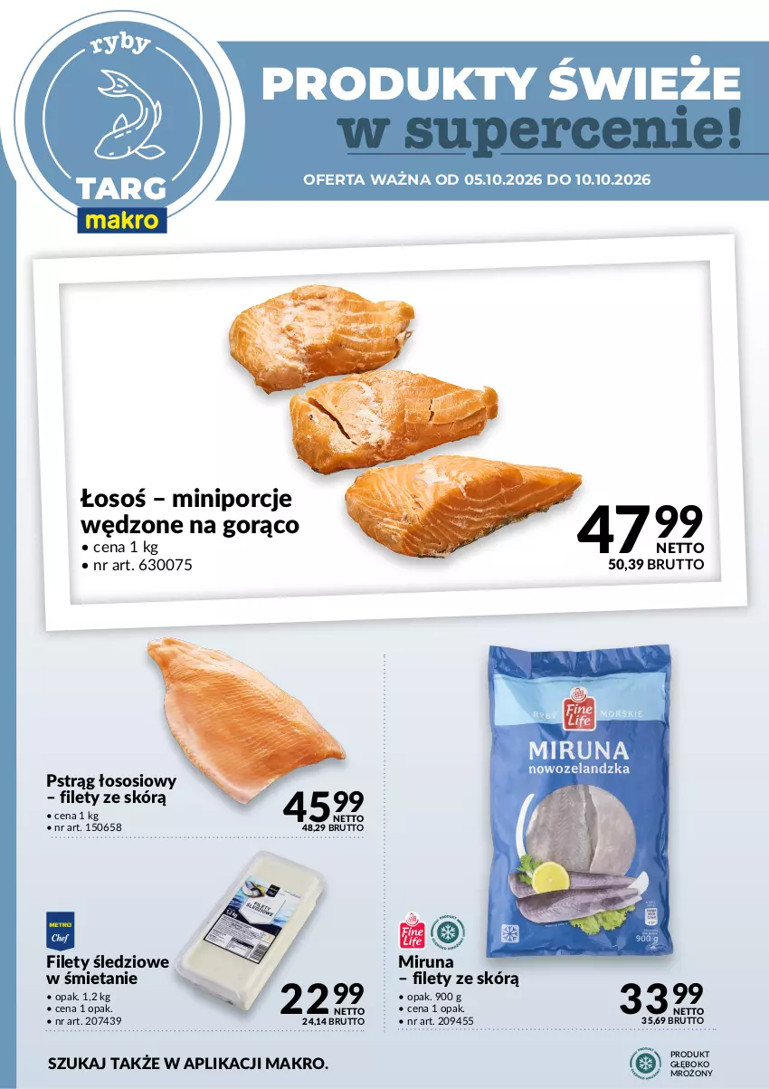 Gazetka promocyjna Makro - Targ MAKRO - oferta świeża w super cenach! - ważna 05.10 do 10.10.2026 - strona 4 - produkty: Miruna, Por, Pstrąg, Pstrąg łososiowy, Sos