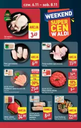 Gazetka promocyjna Aldi - Oferta weekendowa - Gazetka - ważna od 08.11 do 08.11.2025 - strona 5 - produkty: Kurczak, Polędwica, Mięso mielone, Por, Mięsne specjały, Golden Seafood, Gęś owsiana, Sushi, Dorsz, Mięso, Fa