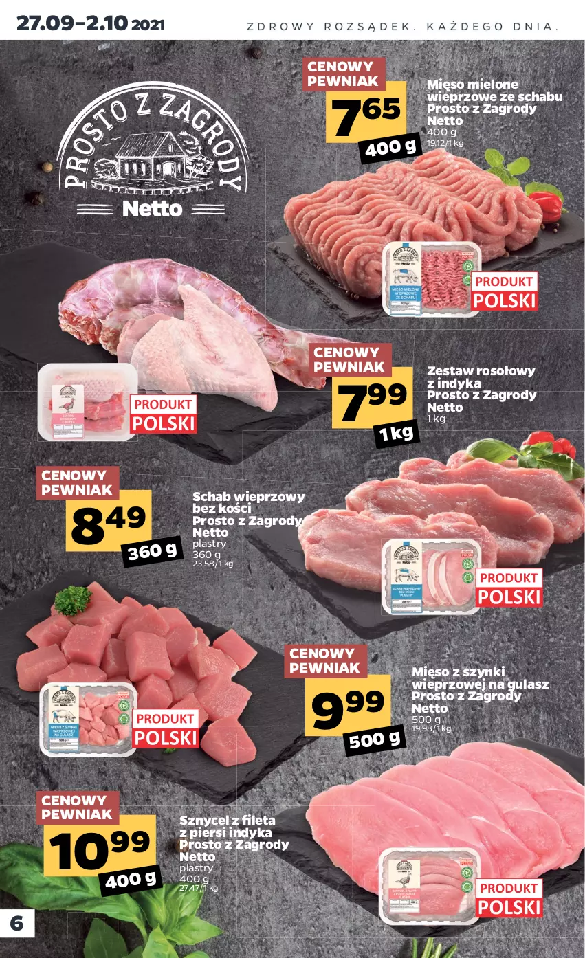 Gazetka promocyjna Netto - Gazetka spożywcza - ważna 27.09 do 02.10.2021 - strona 6 - produkty: Mięso, Mięso mielone, Schab wieprzowy
