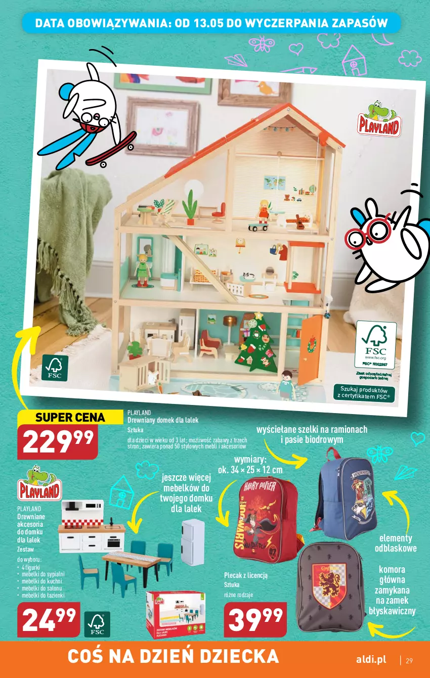 Gazetka promocyjna Aldi - Pełen katalog - ważna 08.05 do 13.05.2023 - strona 29 - produkty: Domek dla lalek, Dzieci, Plecak