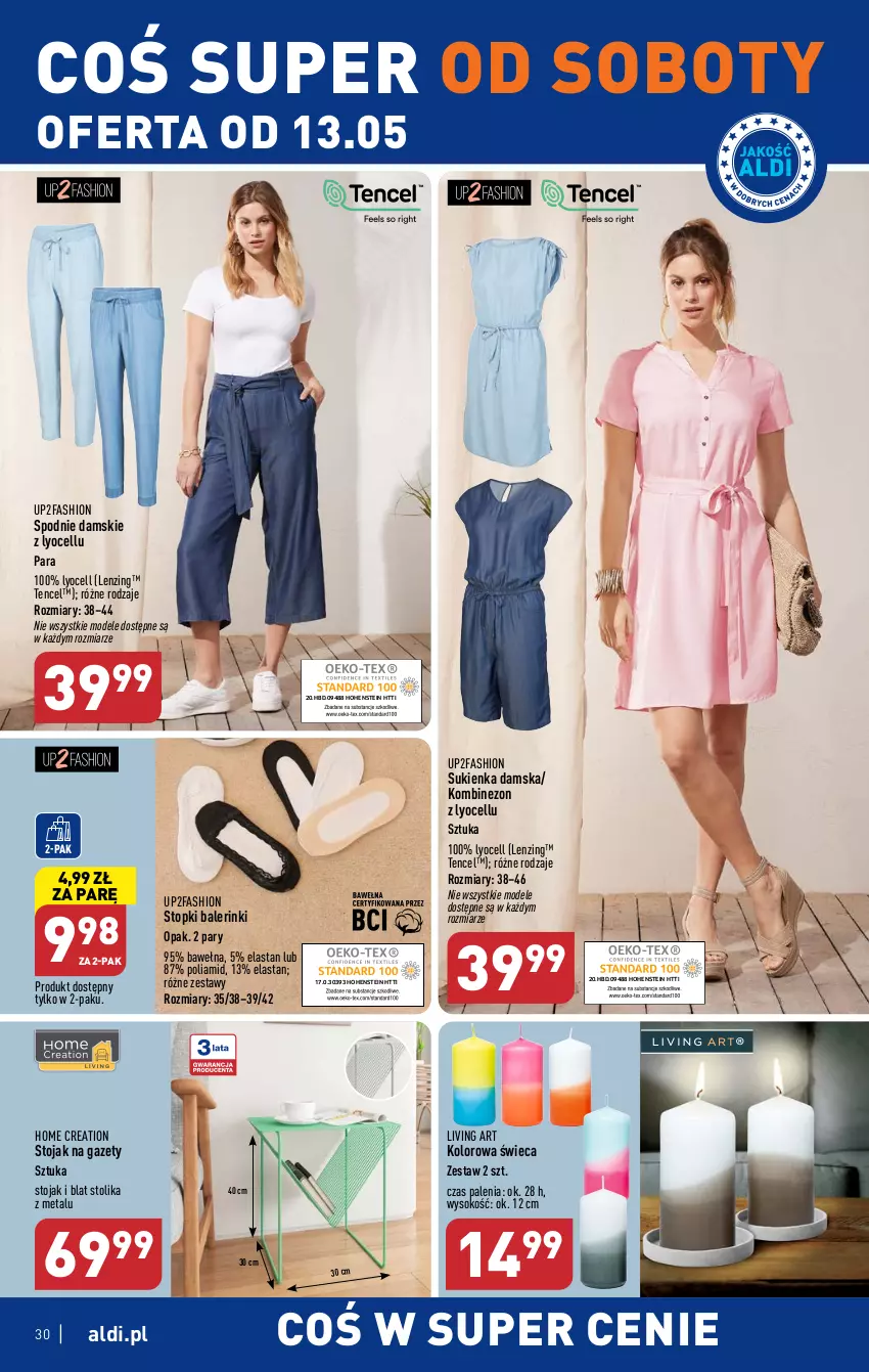 Gazetka promocyjna Aldi - Pełen katalog - ważna 08.05 do 13.05.2023 - strona 30 - produkty: Fa, Kombinezon, Sok, Spodnie, Stojak, Stolik, Sukienka, Top, Wełna